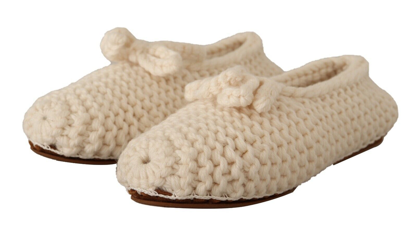 Ballerines blanches à enfiler Dolce & Gabbana en tricot de laine