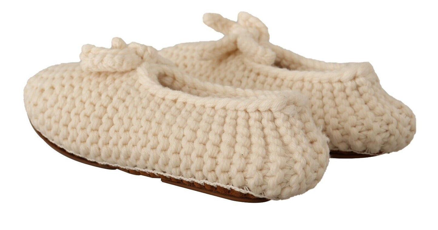Ballerines blanches à enfiler Dolce & Gabbana en tricot de laine
