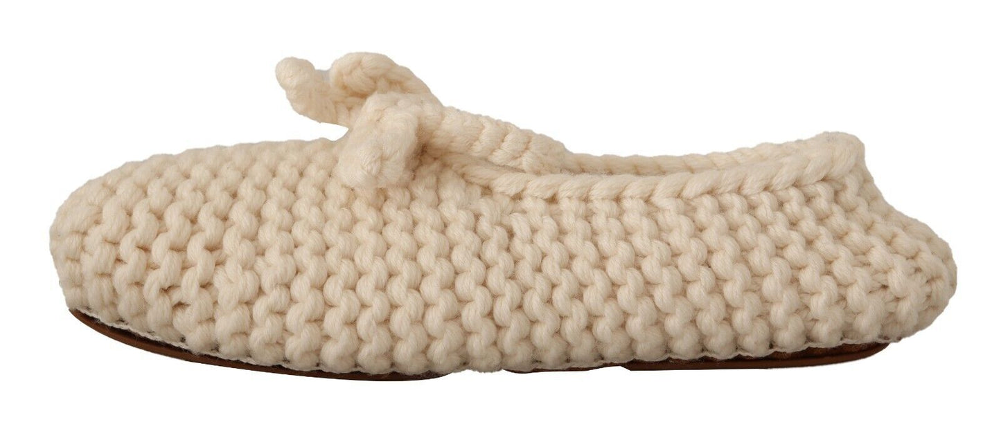 Ballerines blanches à enfiler Dolce & Gabbana en tricot de laine