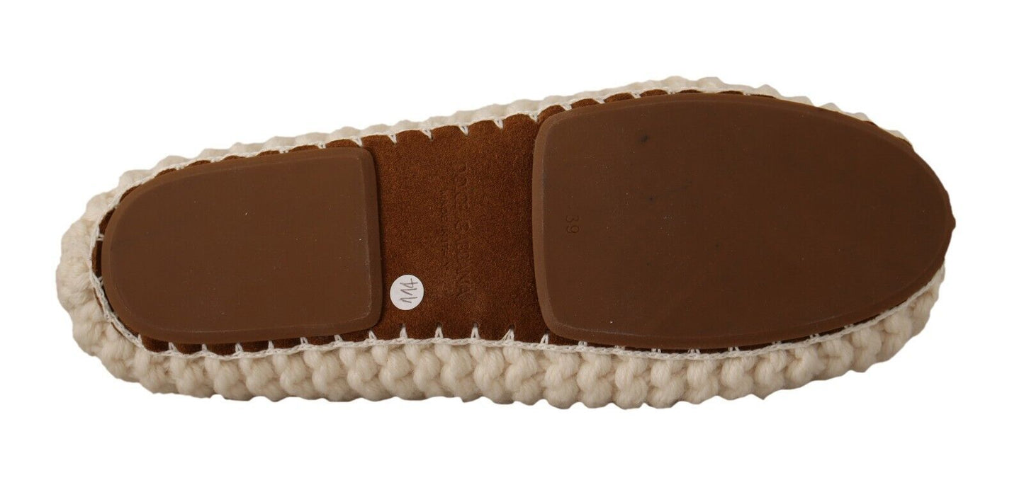 Ballerines blanches à enfiler Dolce & Gabbana en tricot de laine
