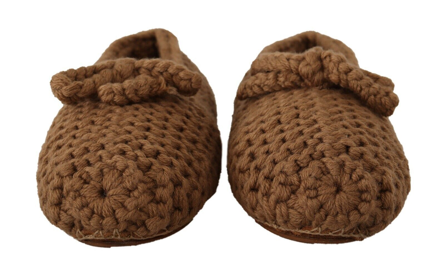 Ballerines plates à enfiler Dolce & Gabbana marron en laine tricotée