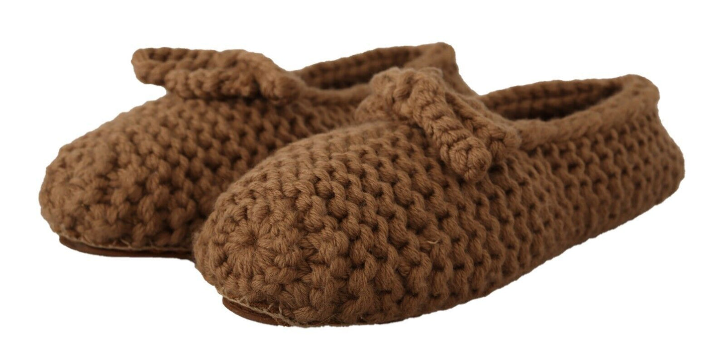 Ballerines plates à enfiler Dolce & Gabbana marron en laine tricotée