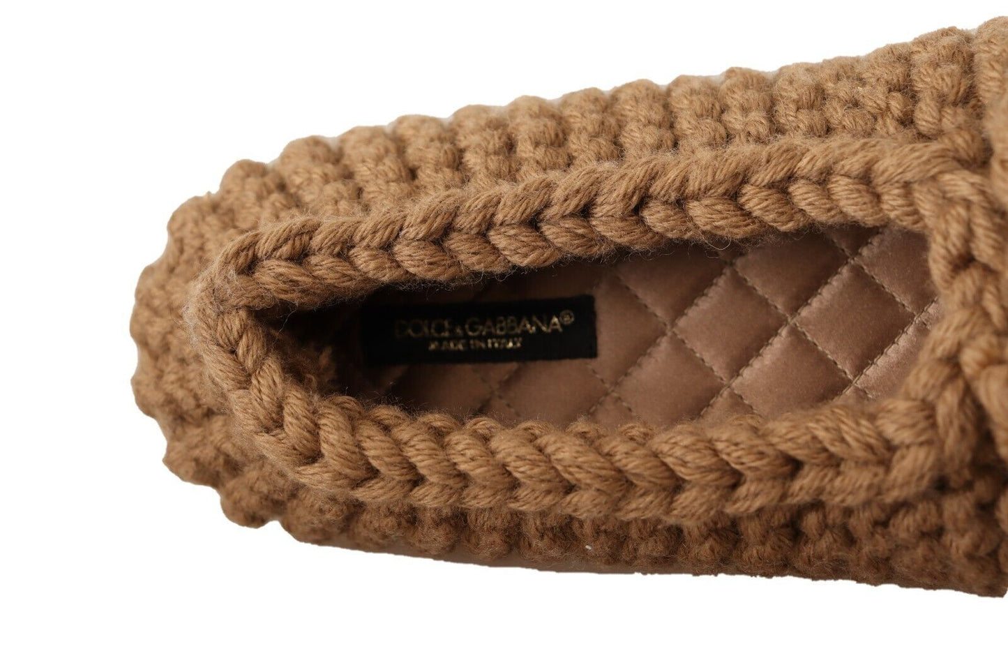 Ballerines plates à enfiler Dolce & Gabbana marron en laine tricotée