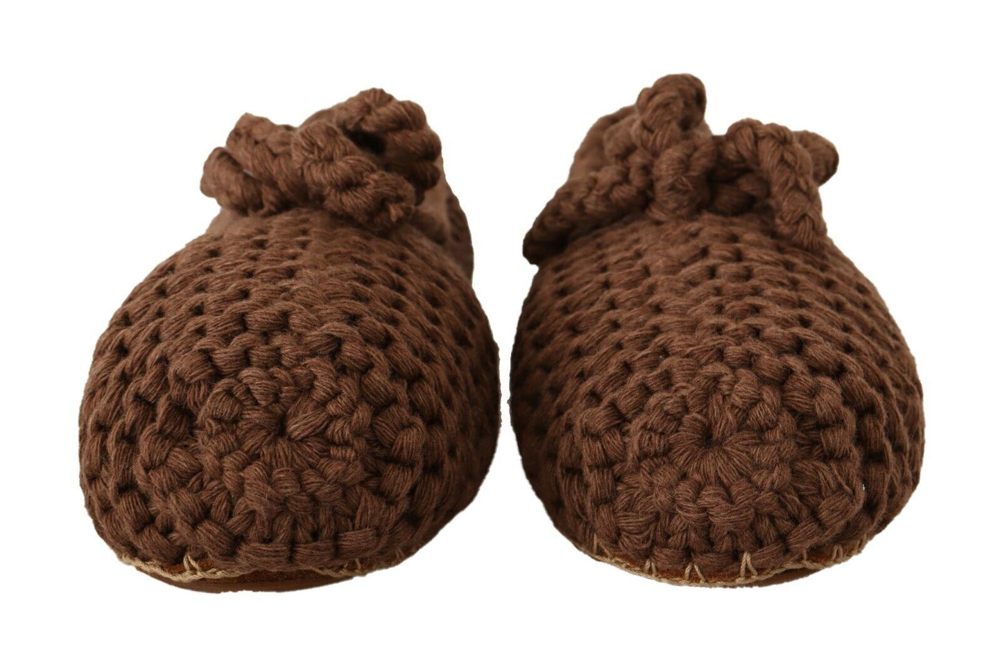 Ballerines plates à enfiler Dolce & Gabbana marron en laine tricotée