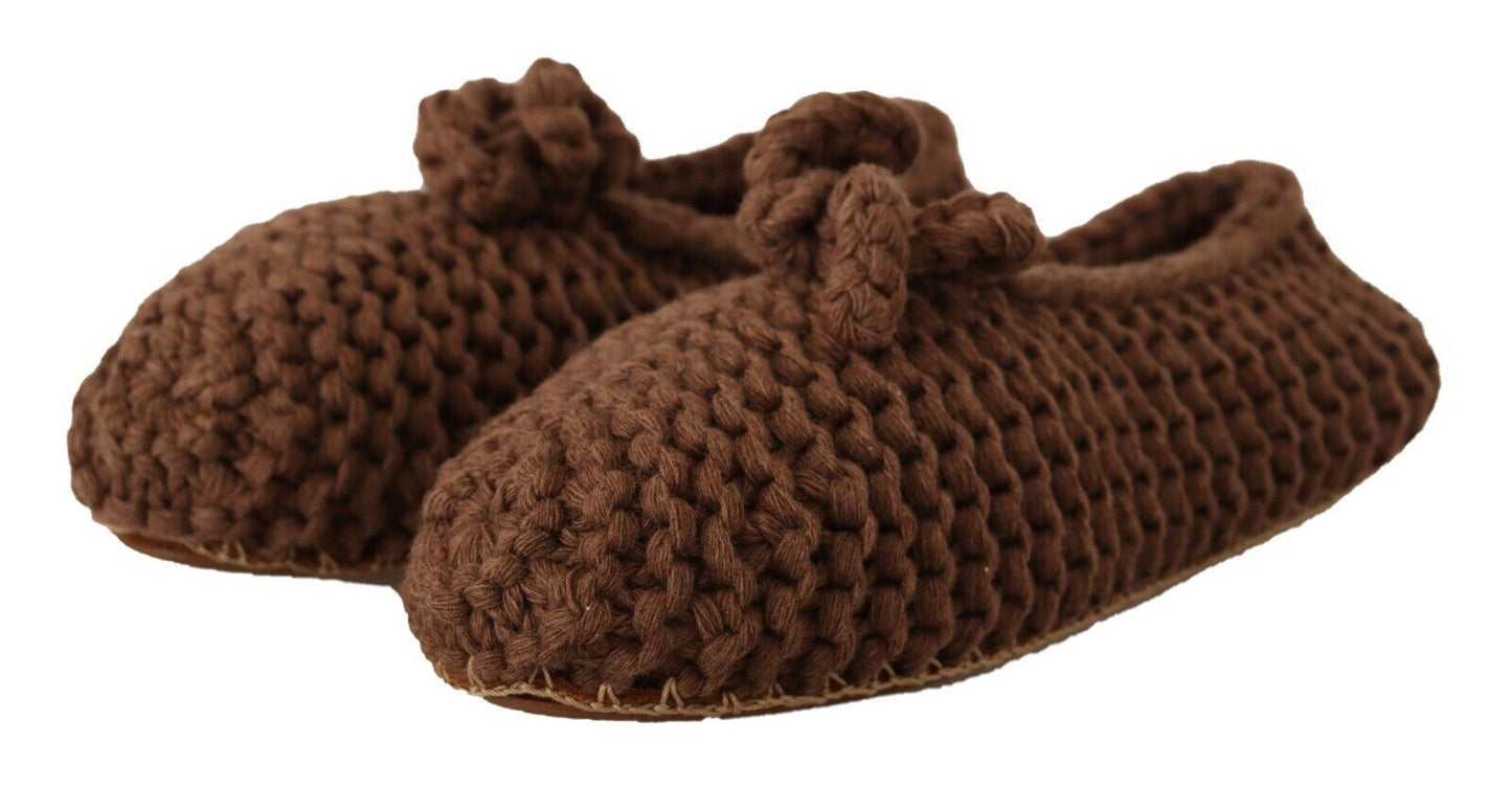 Ballerines plates à enfiler Dolce & Gabbana marron en laine tricotée
