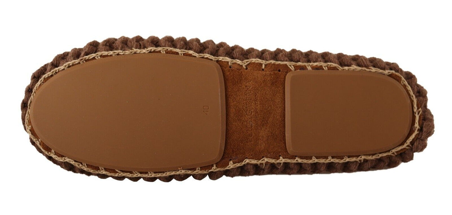 Ballerines plates à enfiler Dolce & Gabbana marron en laine tricotée