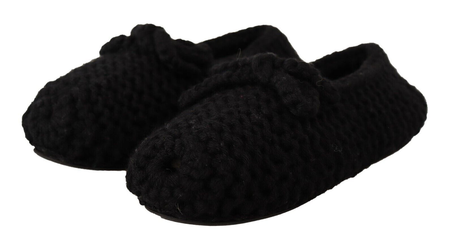 Ballerines plates noires Dolce & Gabbana en tricot de laine