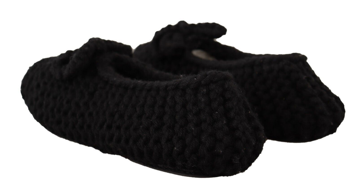 Ballerines plates noires Dolce & Gabbana en tricot de laine