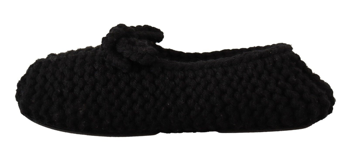 Ballerines plates noires Dolce & Gabbana en tricot de laine