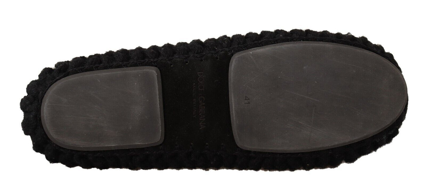Ballerines plates noires Dolce & Gabbana en tricot de laine