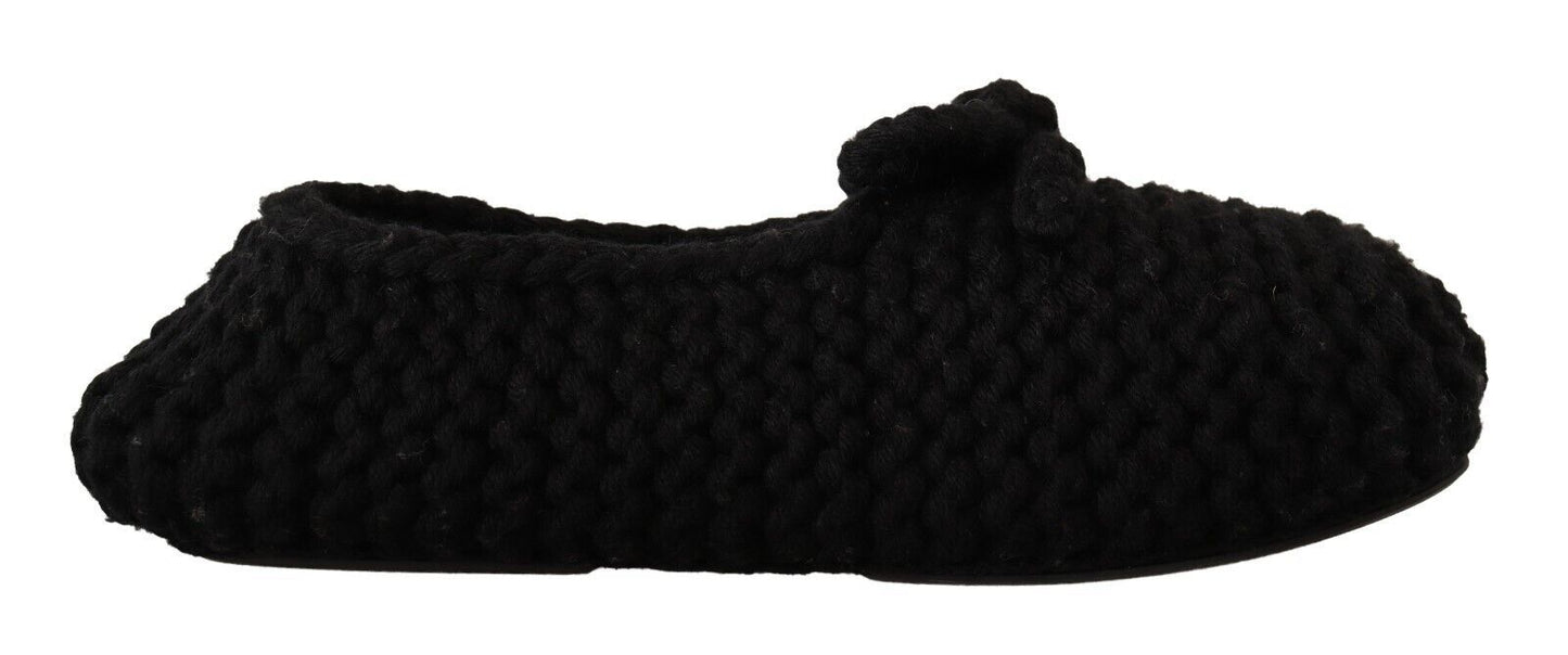 Ballerines plates noires Dolce & Gabbana en tricot de laine