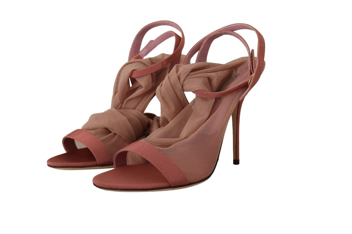 Sandales Dolce & Gabbana en tulle rose extensible à brides à la cheville