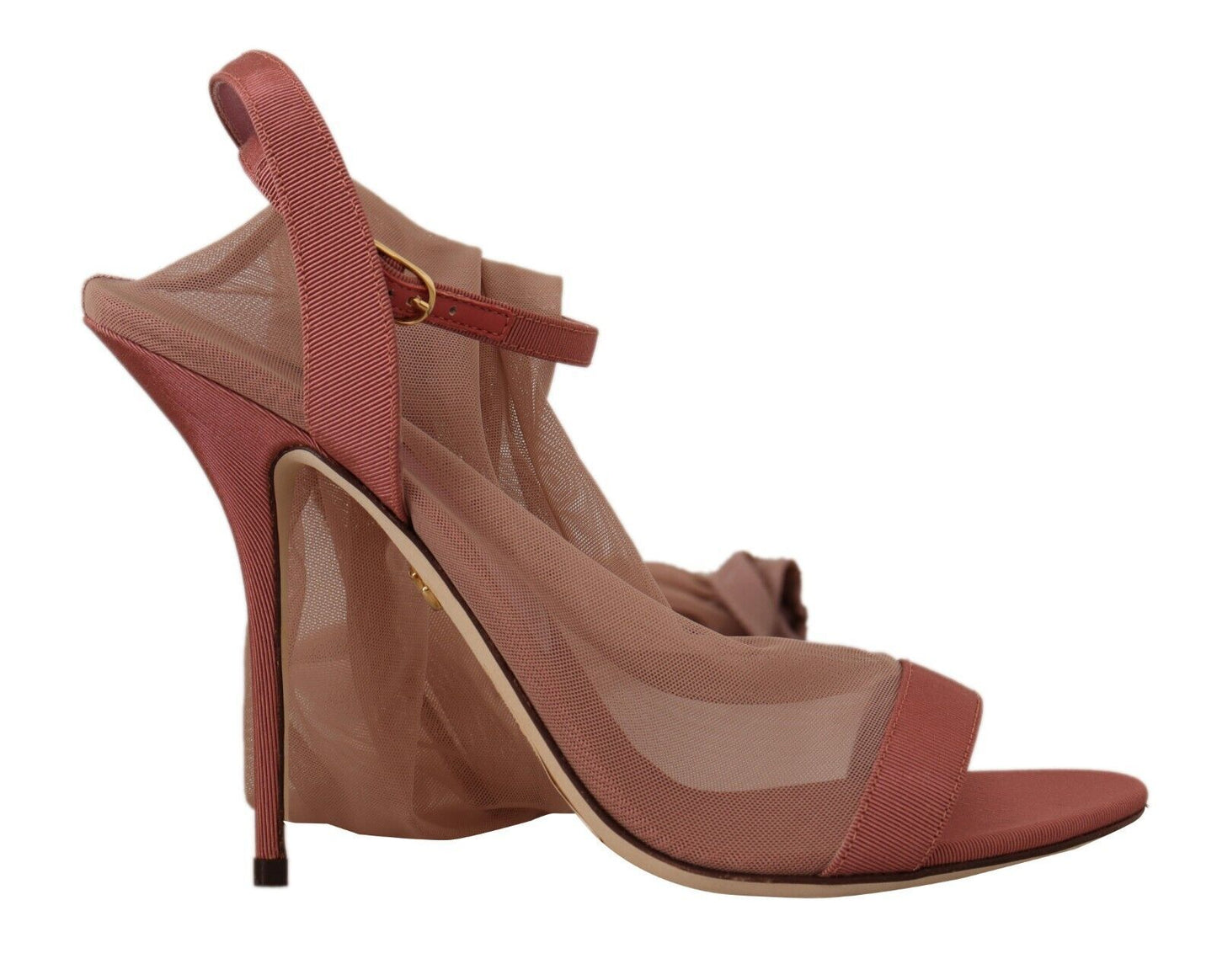 Sandales Dolce & Gabbana en tulle rose extensible à brides à la cheville