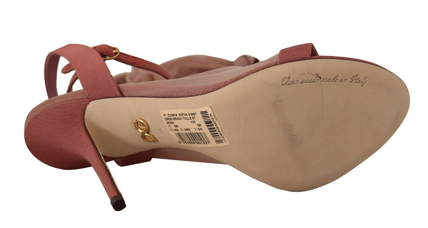 Sandales Dolce & Gabbana en tulle rose extensible à brides à la cheville