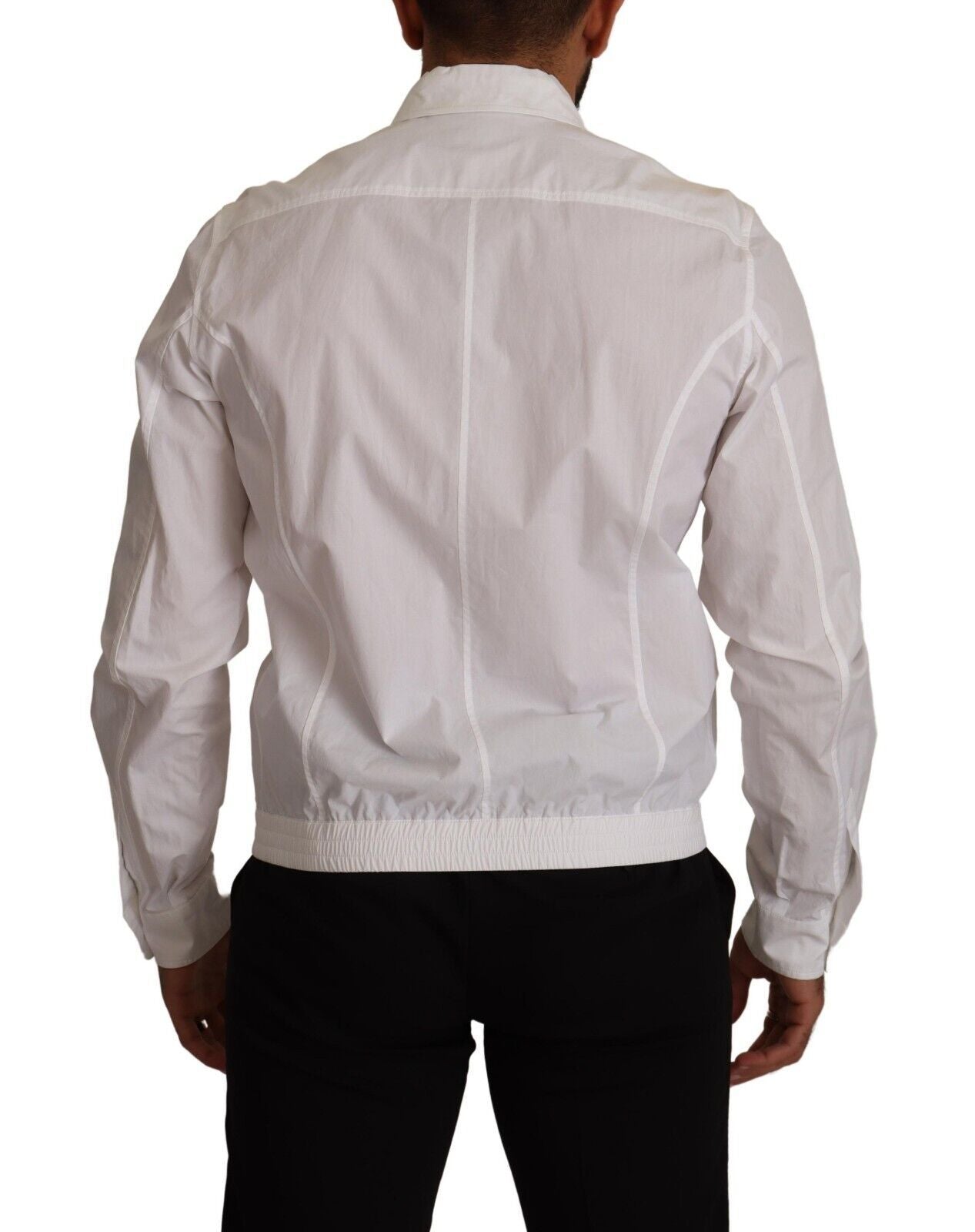 Chemise boutonnée à col pour homme en coton blanc Dolce & Gabbana