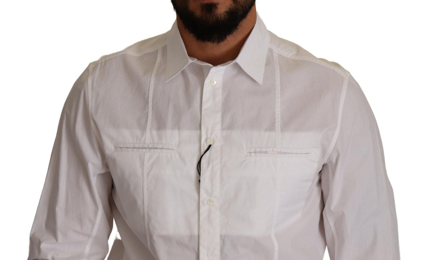 Chemise boutonnée à col pour homme en coton blanc Dolce & Gabbana