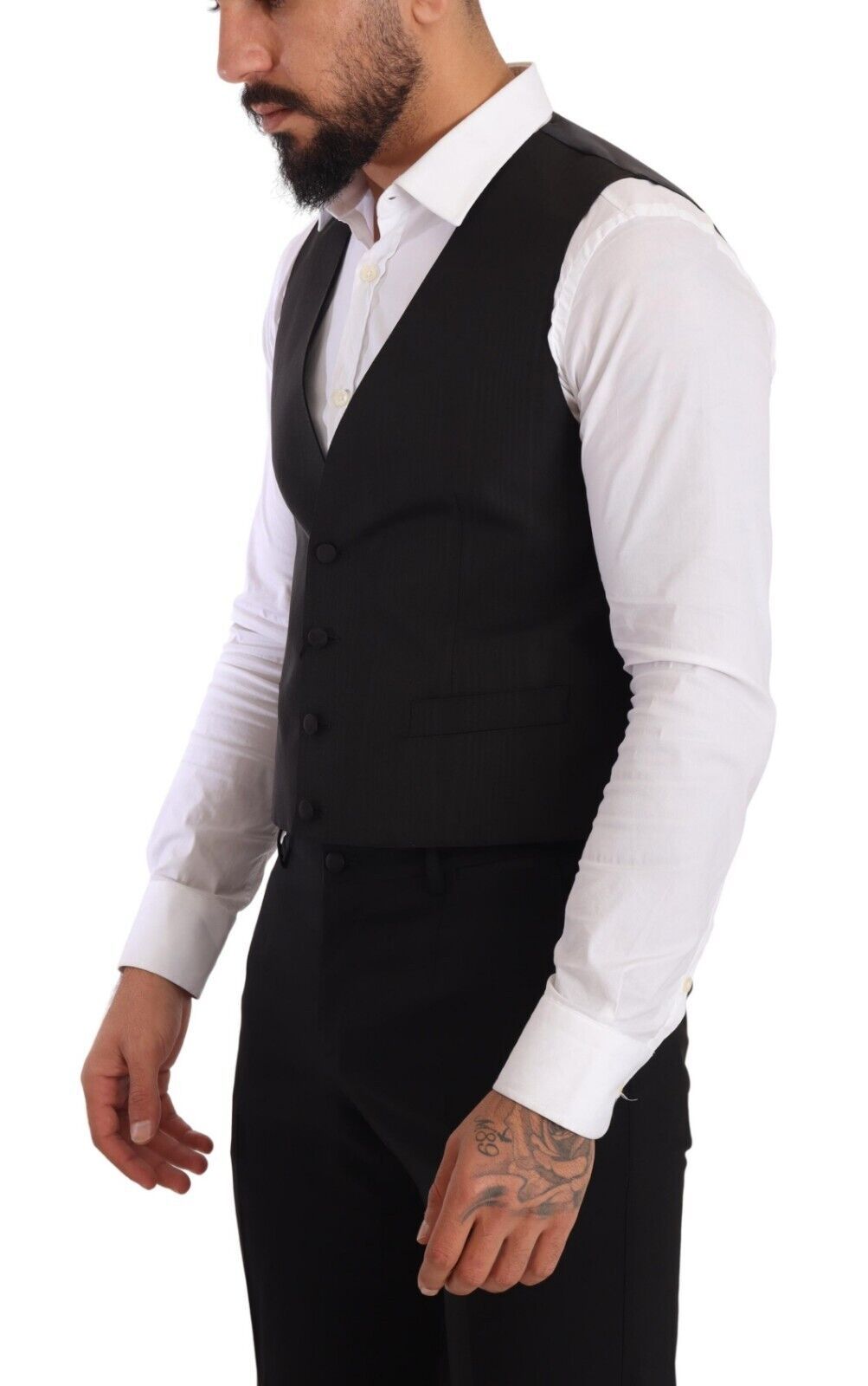 Gilet slim en soie grise Dolce & Gabbana