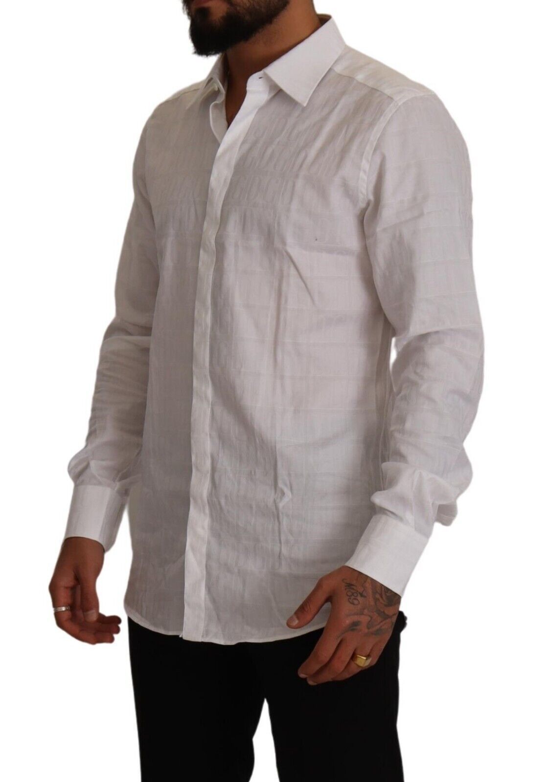 Chemise habillée slim en coton Dolce & Gabbana White GOLD