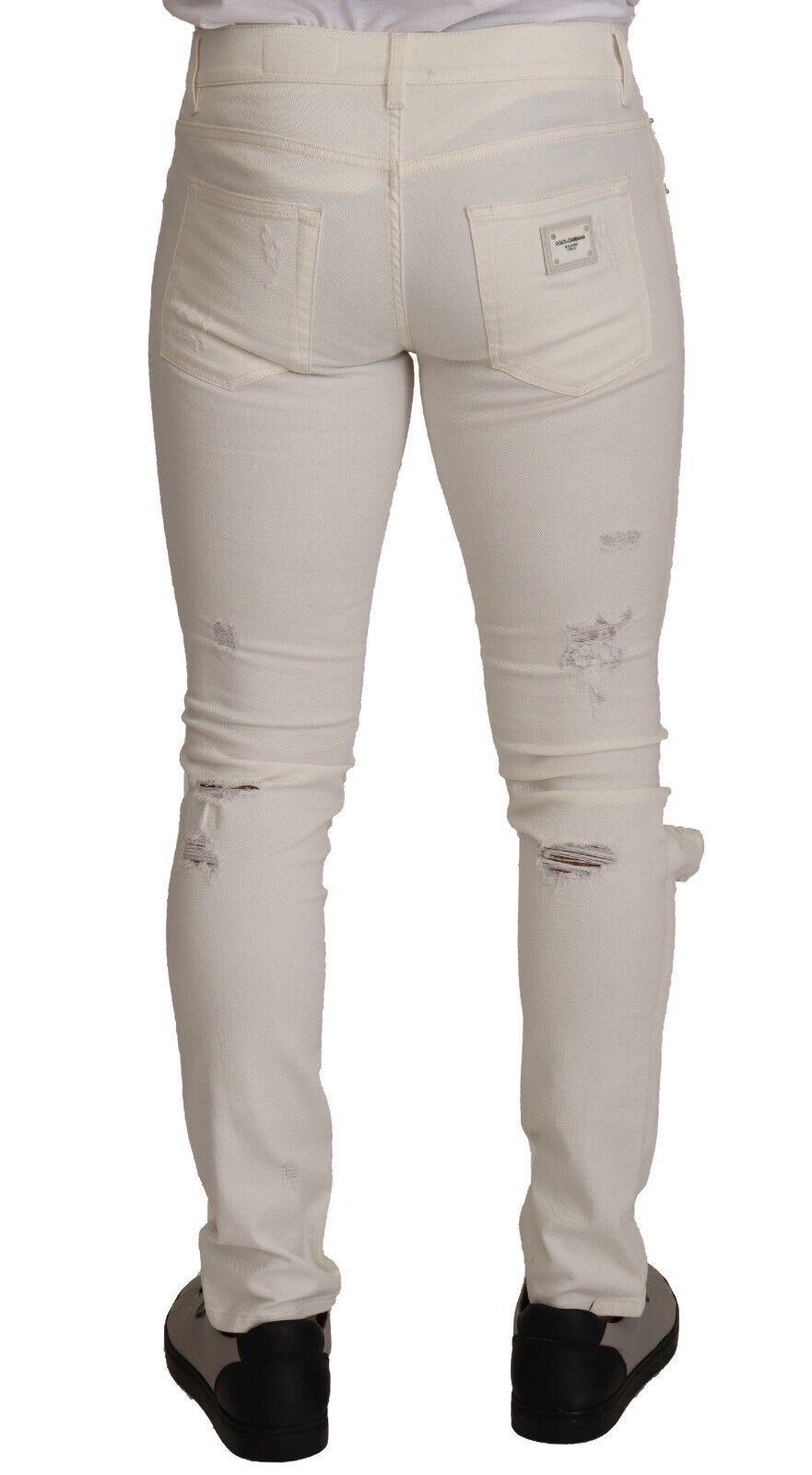 Jean skinny en coton blanc déchiré Dolce & Gabbana pour homme