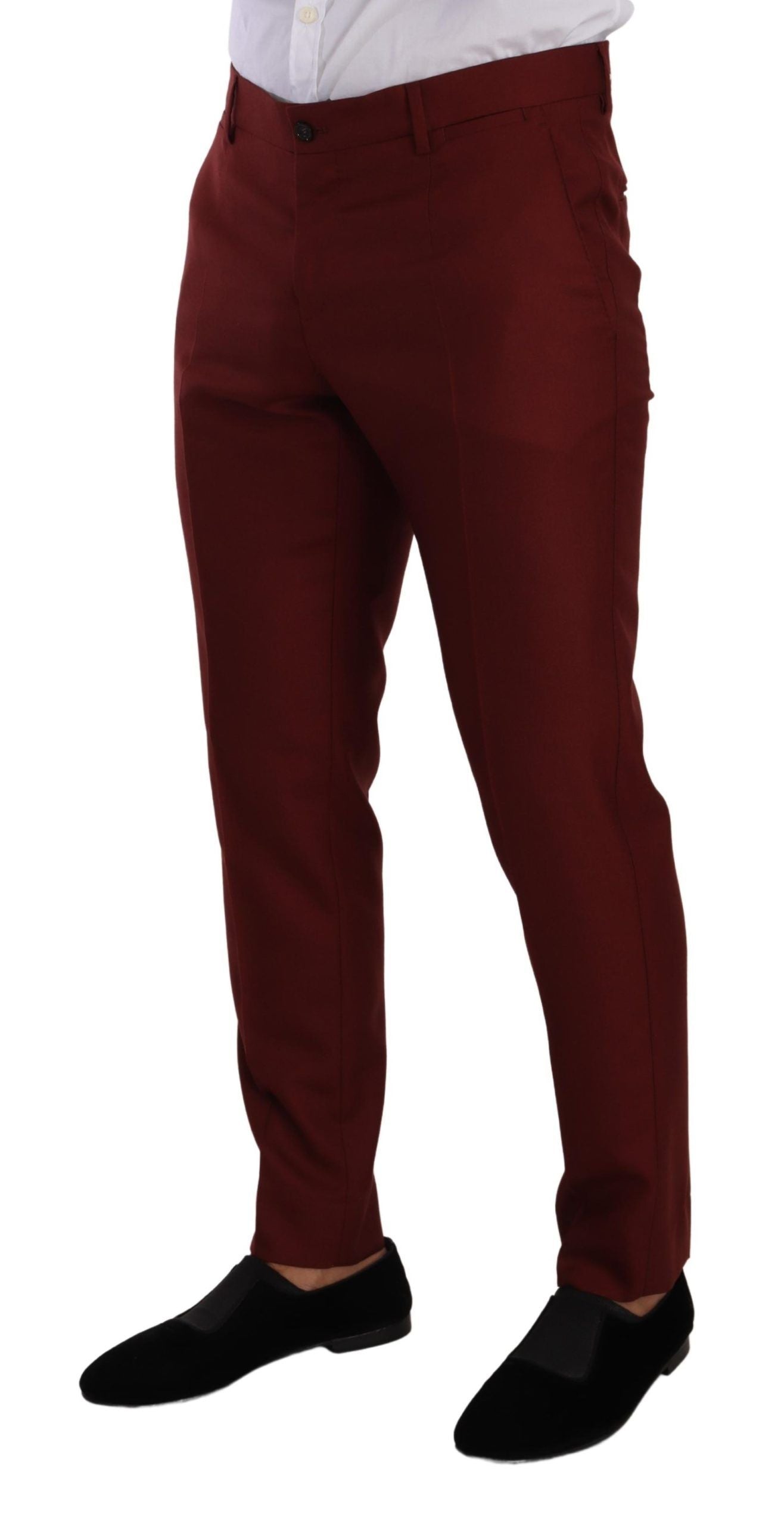 Pantalon habillé en soie et cachemire rouge Dolce & Gabbana pour homme