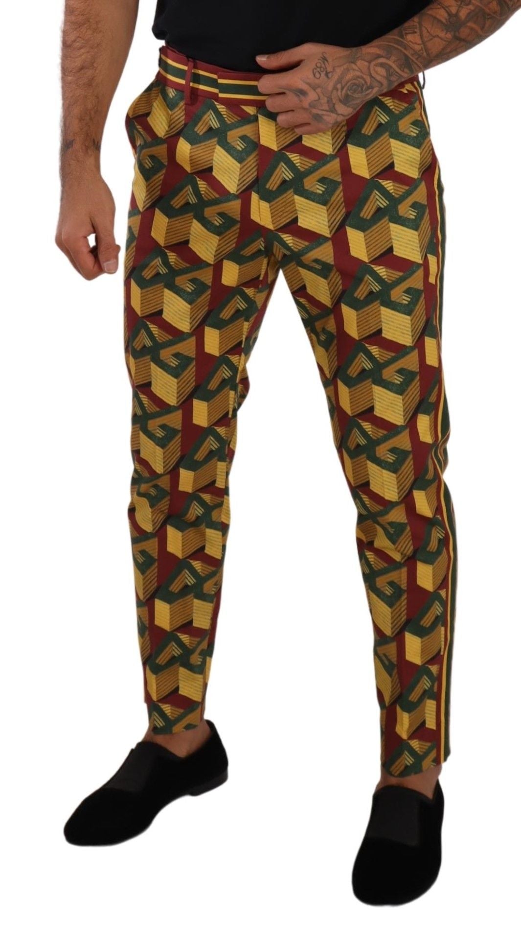 Pantalon fuselé en coton Dolce & Gabbana à logo multicolore