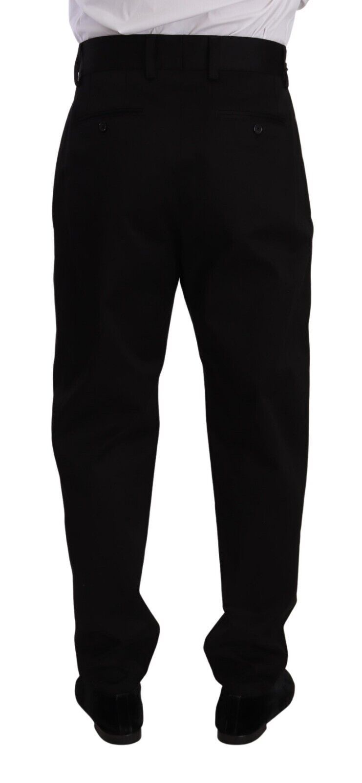 Pantalon habillé taille haute en coton noir Dolce & Gabbana pour homme