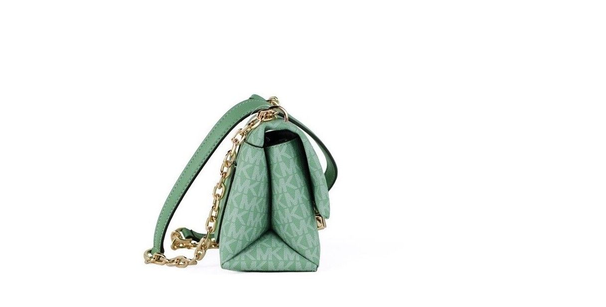 Michael Kors – Kleine, wandelbare Umhängetasche „Cece“ aus PVC mit charakteristischer Klappe in Seegrün