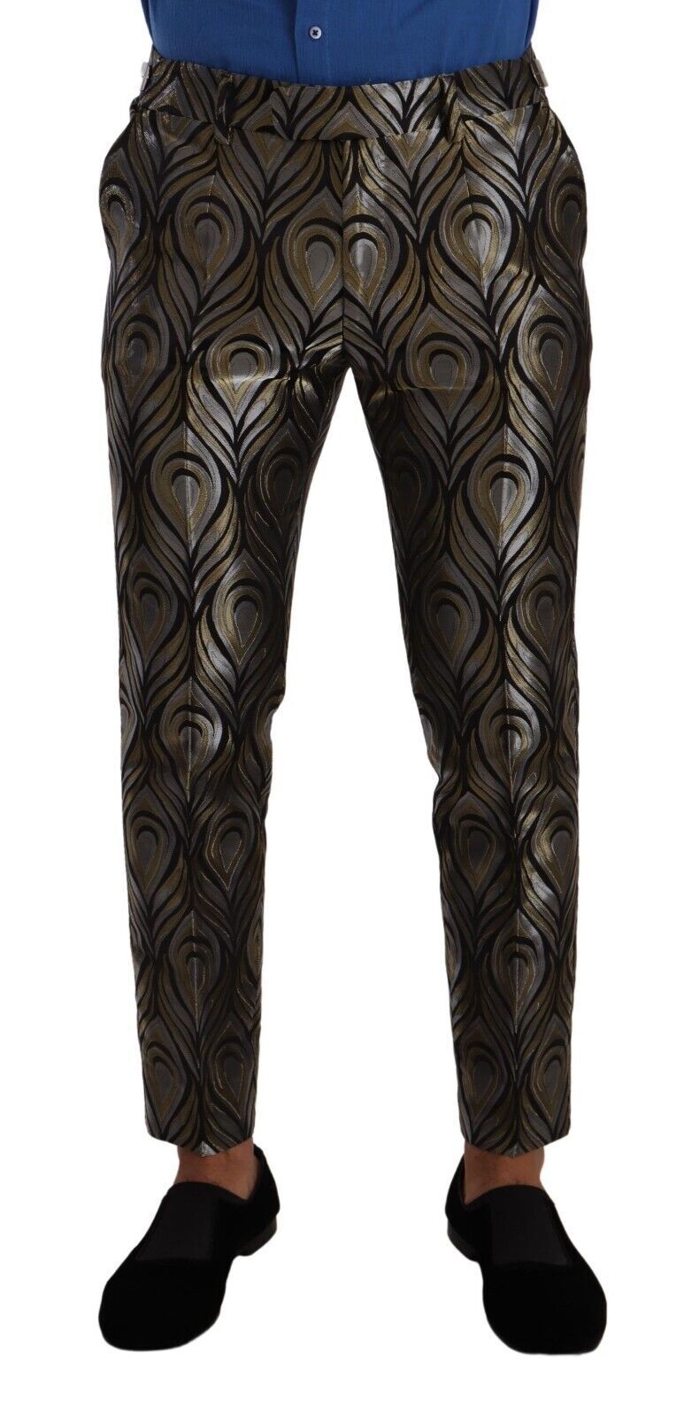 Pantalon habillé Dolce & Gabbana en jacquard argenté et doré pour homme
