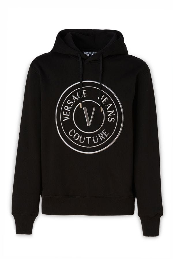 Versace Jeans – Atemberaubendes schwarzes Baumwoll-Sweatshirt mit Kapuze