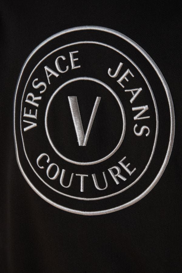 Versace Jeans – Atemberaubendes schwarzes Baumwoll-Sweatshirt mit Kapuze