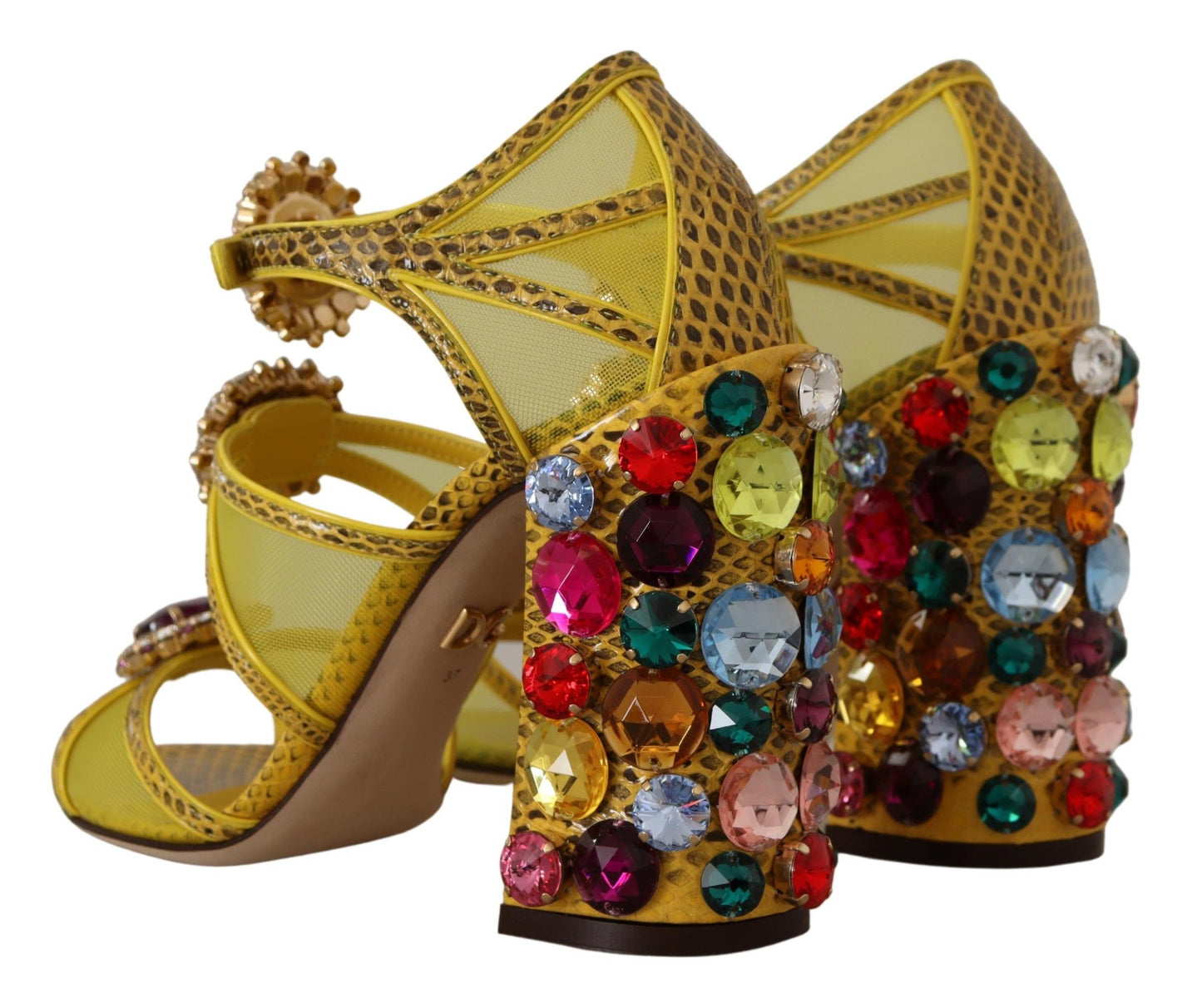 Sandales Ayers en cuir jaune et cristaux Dolce & Gabbana