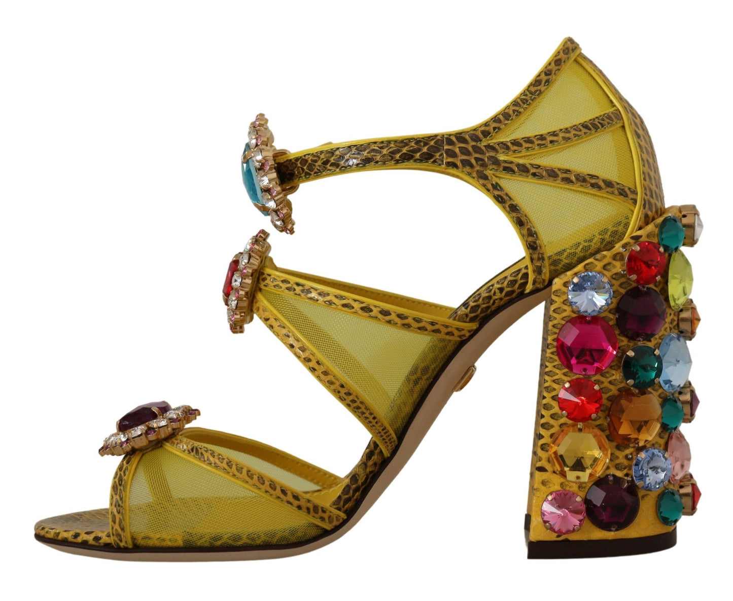 Sandales Ayers en cuir jaune et cristaux Dolce & Gabbana