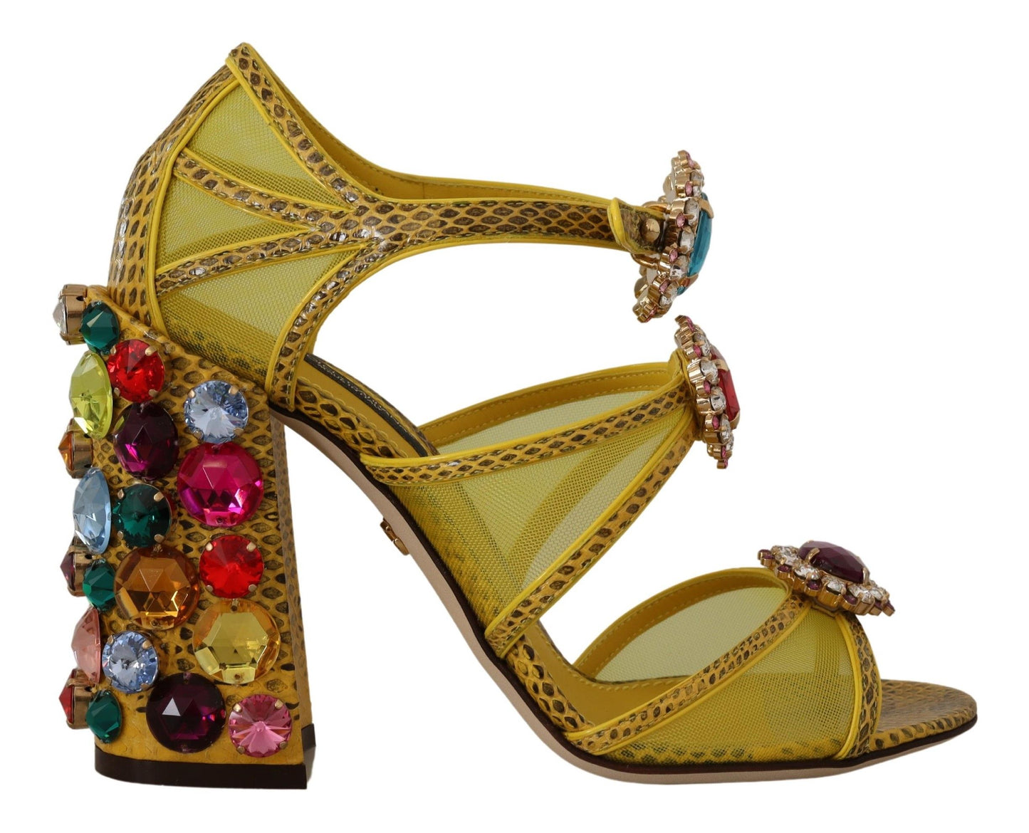 Sandales Ayers en cuir jaune et cristaux Dolce & Gabbana