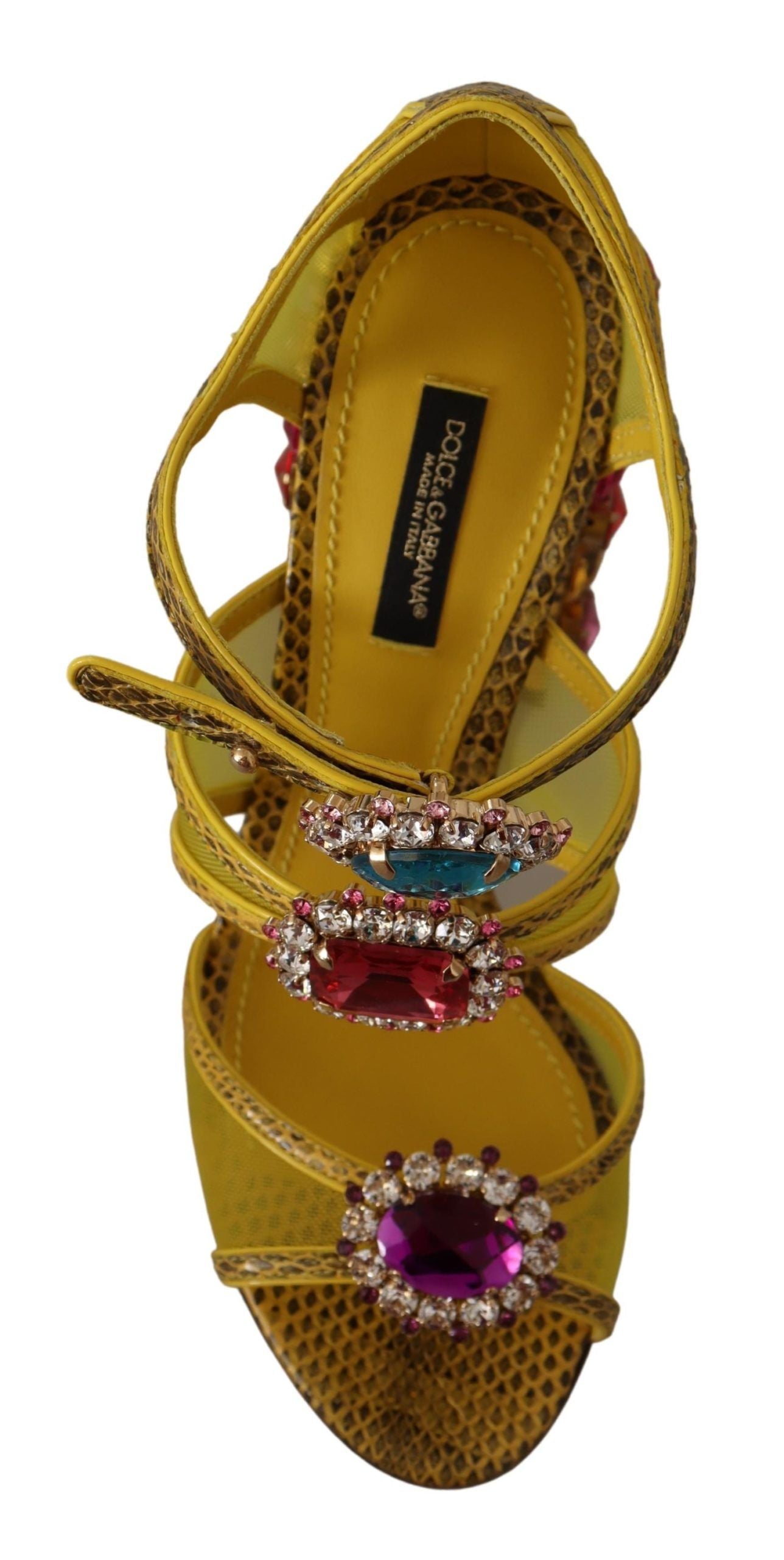 Sandales Ayers en cuir jaune et cristaux Dolce & Gabbana