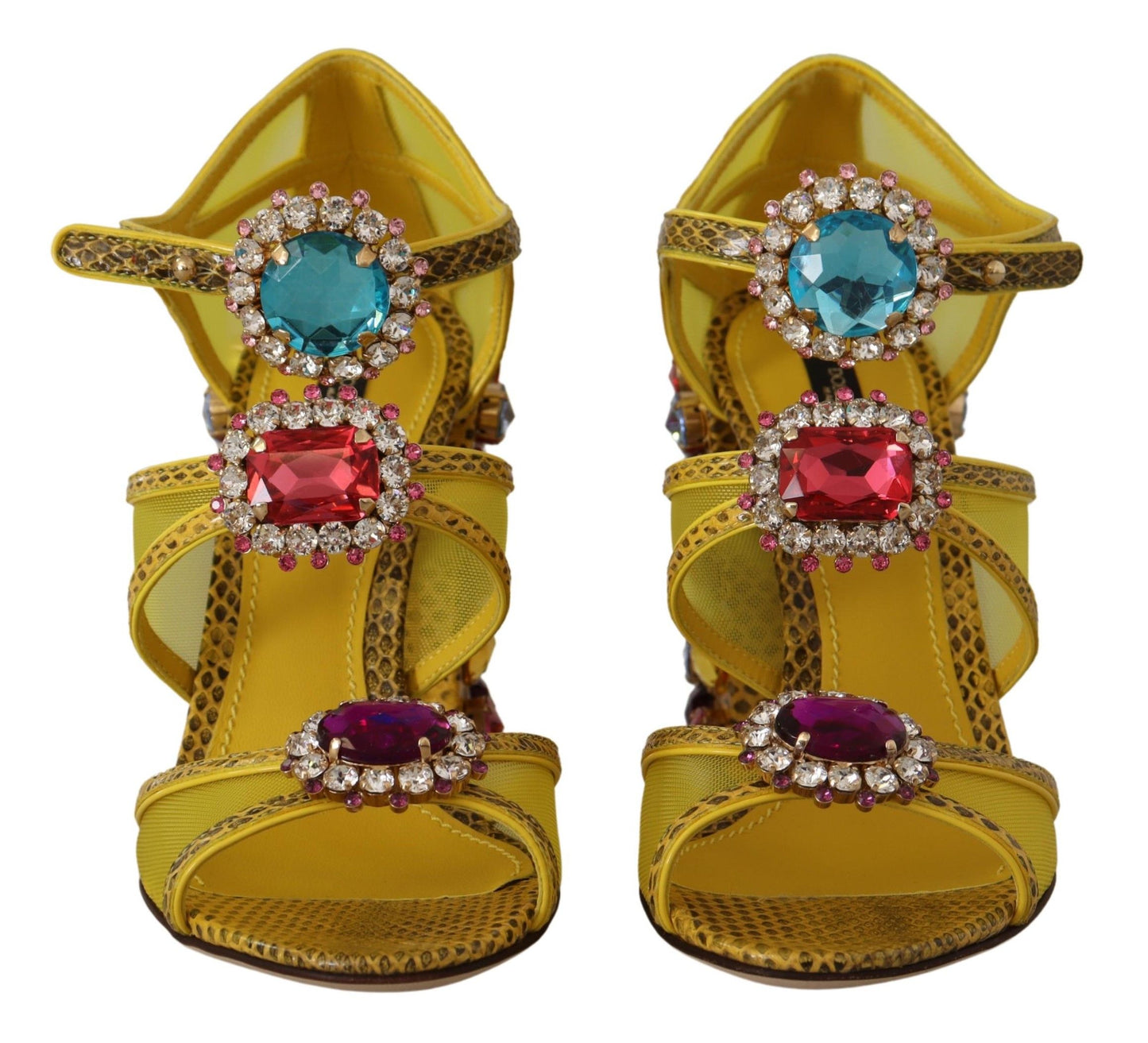 Sandales Ayers en cuir jaune et cristaux Dolce & Gabbana
