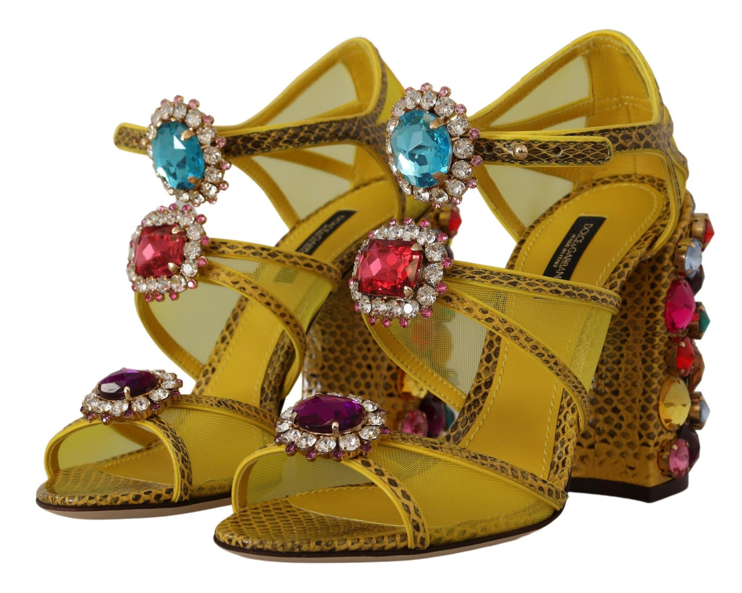 Sandales Ayers en cuir jaune et cristaux Dolce & Gabbana