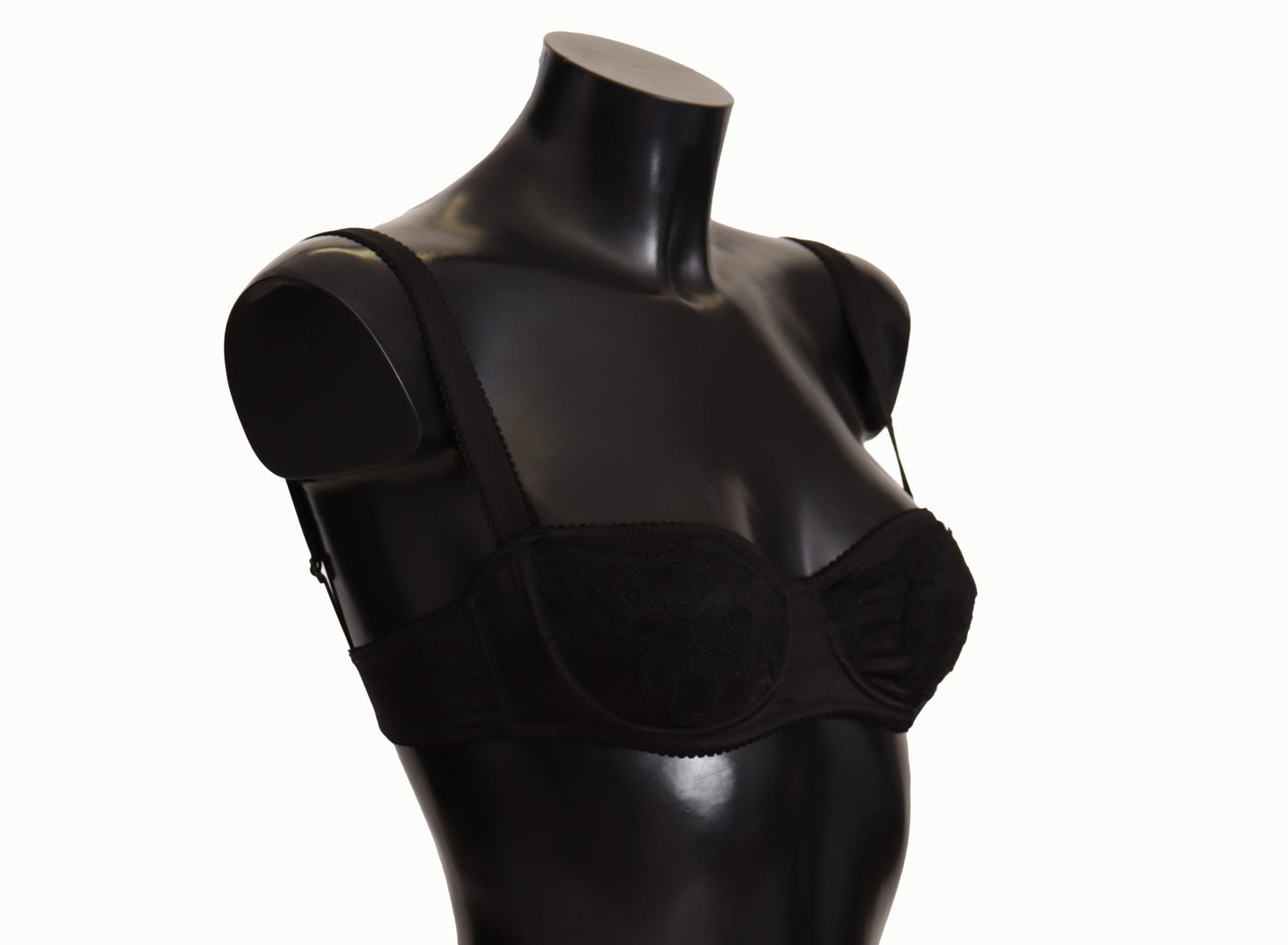 Dolce & Gabbana Soutien-gorge balconnet en dentelle satinée noire à pois