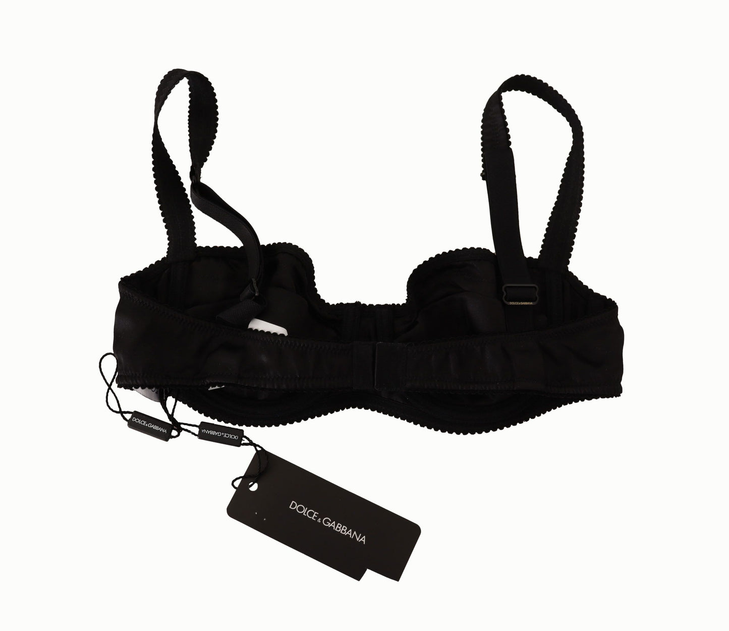 Dolce & Gabbana Soutien-gorge balconnet en dentelle satinée noire à pois