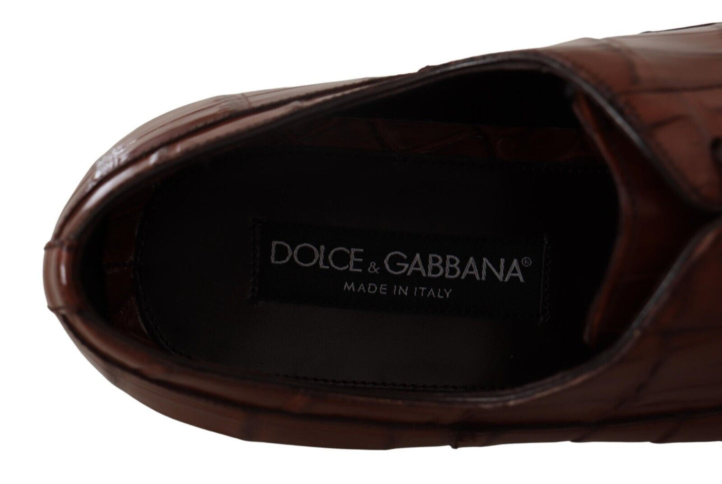 Chaussures Derby habillées pour homme en cuir de crocodile marron Dolce & Gabbana