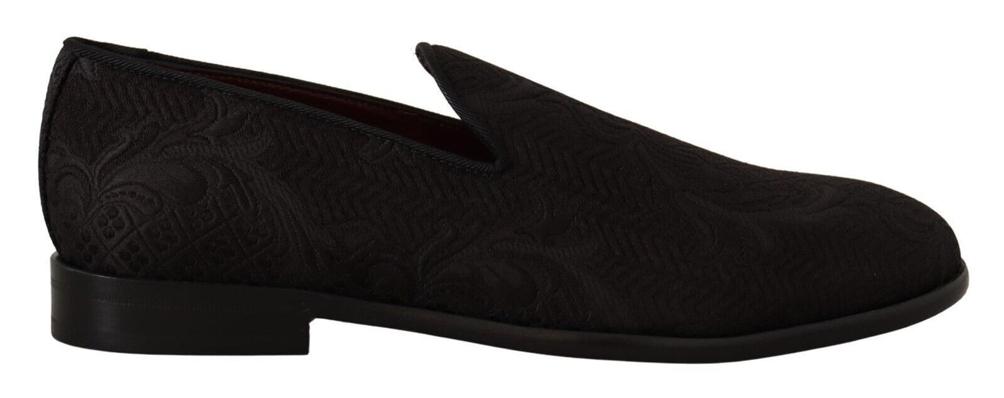 Mocassins en brocart fleuri noir Dolce & Gabbana