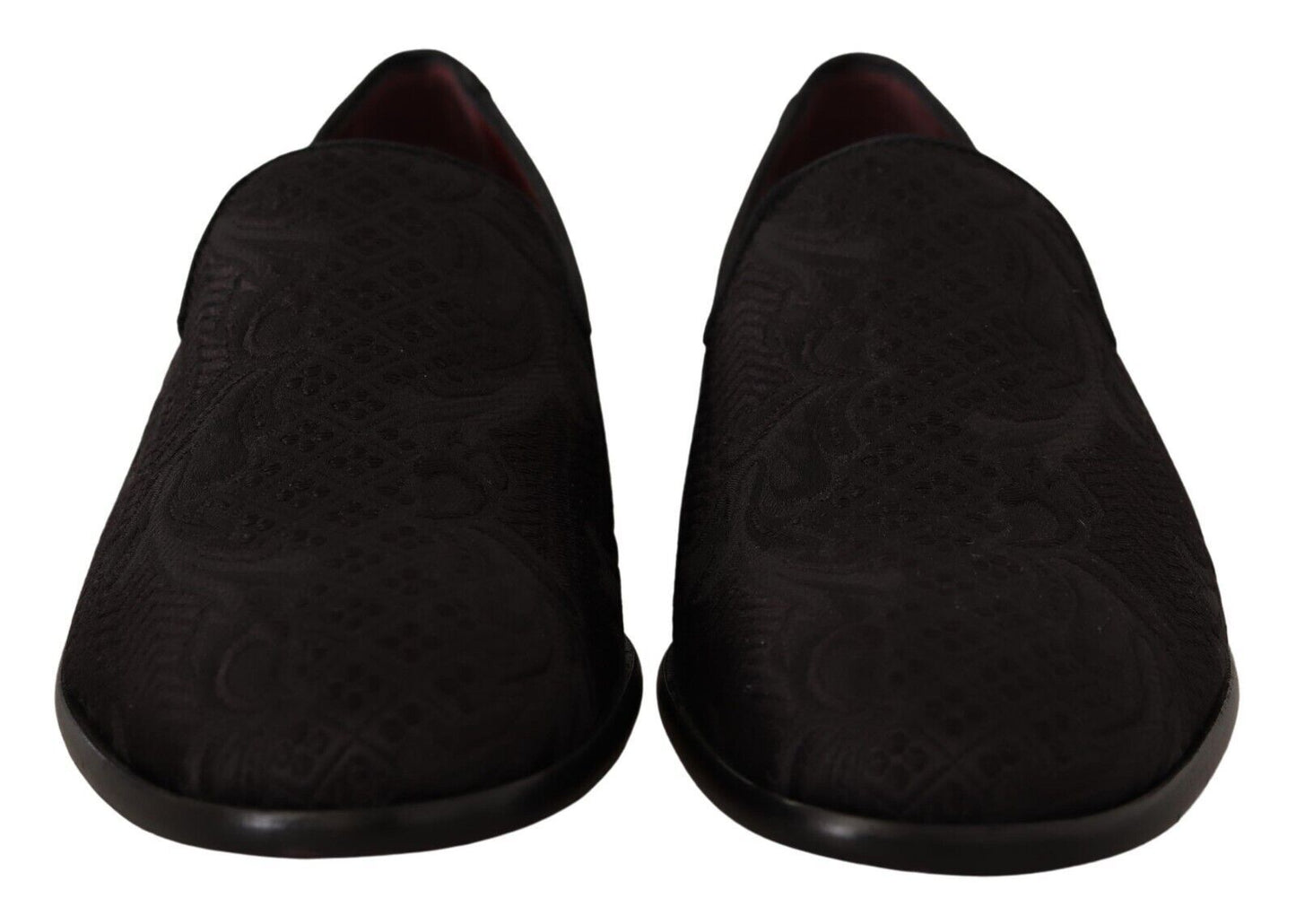 Mocassins en brocart fleuri noir Dolce & Gabbana