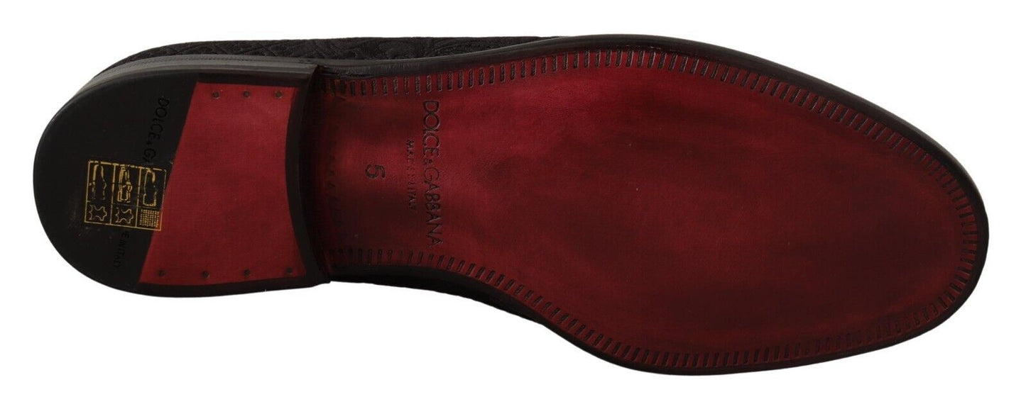 Mocassins en brocart fleuri noir Dolce & Gabbana