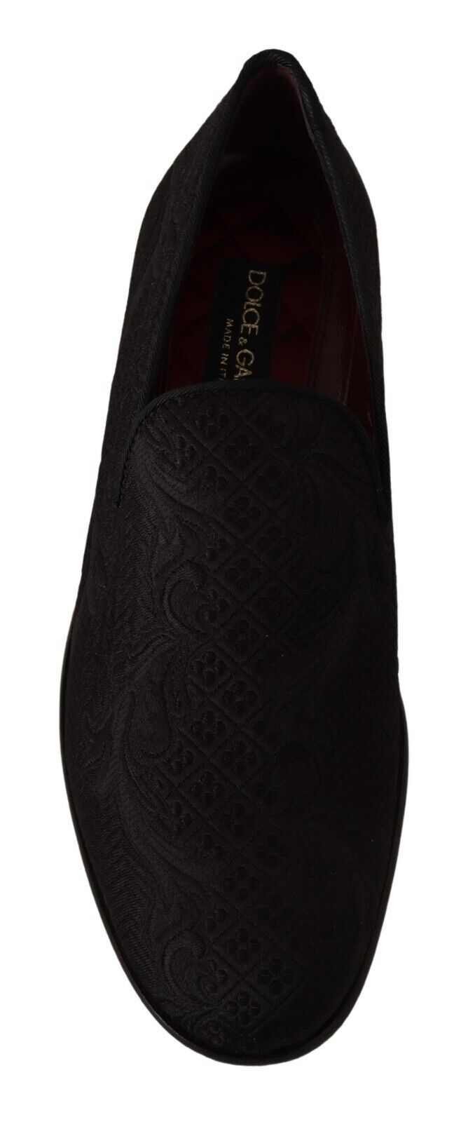 Mocassins en brocart fleuri noir Dolce & Gabbana