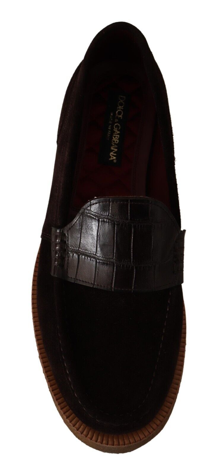 Mocassins plats à enfiler en cuir suédé marron Dolce & Gabbana