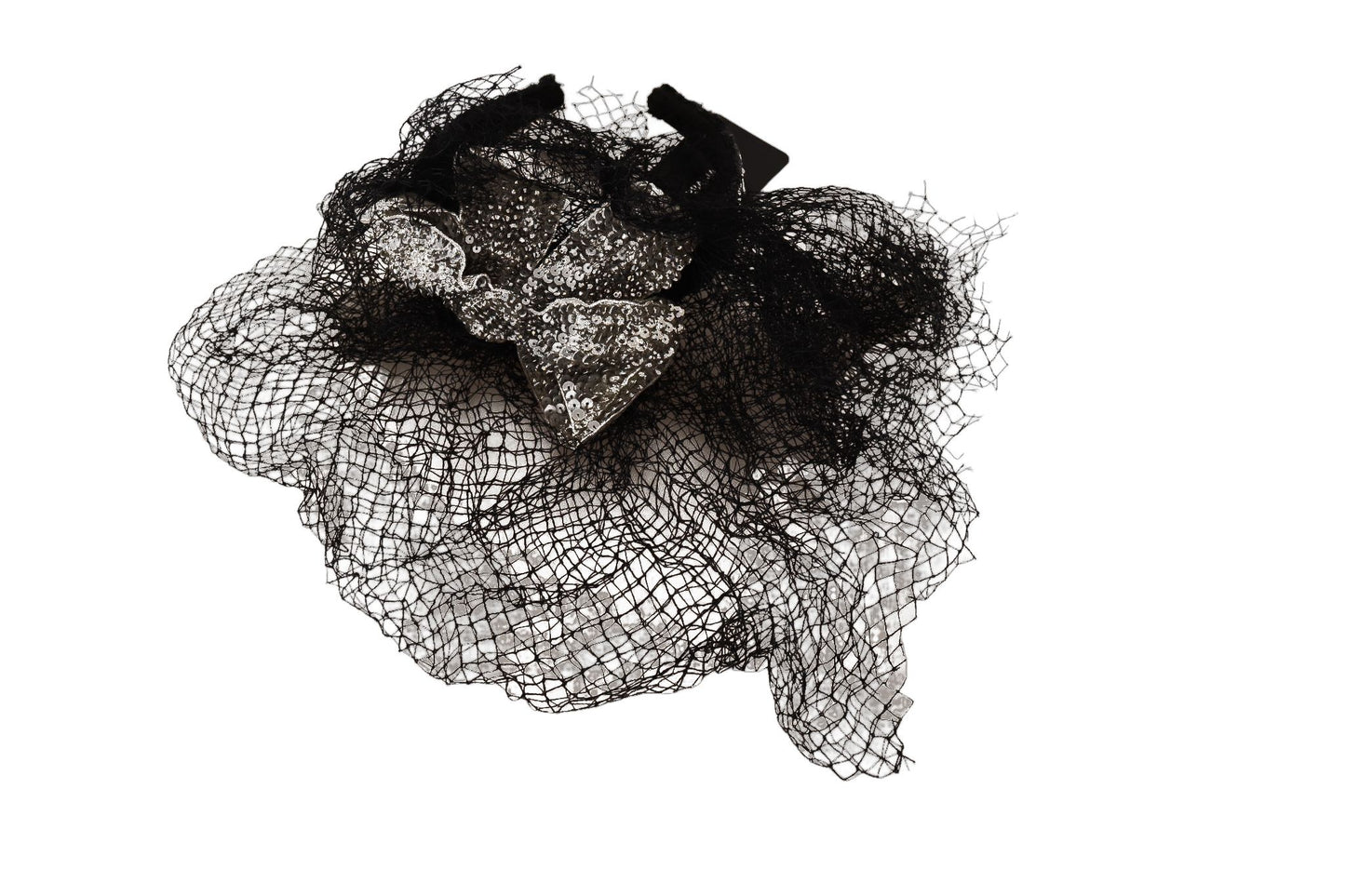 Bandeau diadème à paillettes et logo noir Dolce & Gabbana