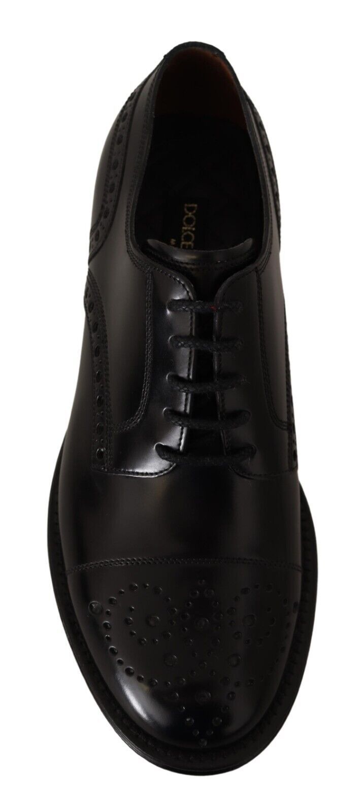Chaussures Derby habillées à bout golf en cuir noir Dolce & Gabbana pour homme
