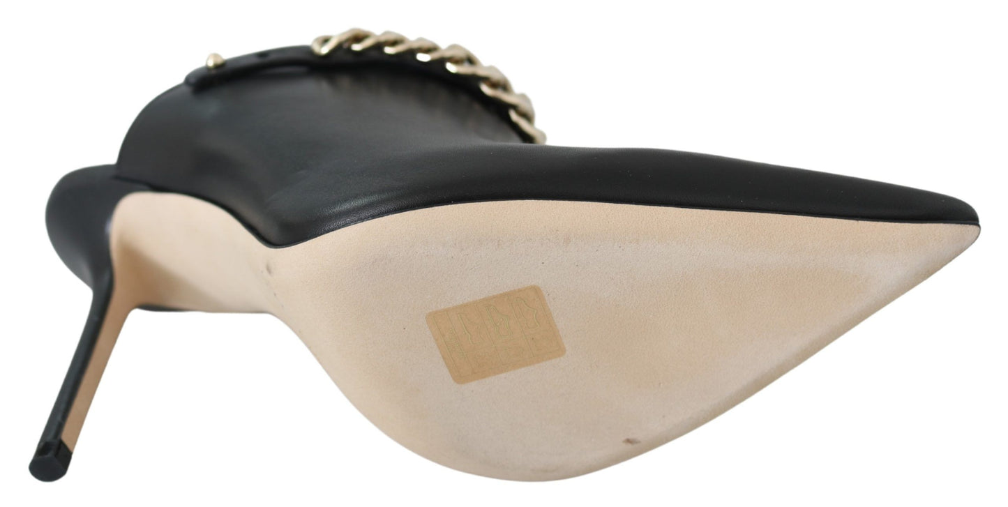 Jimmy Choo Elegante schwarz-goldene Lederpumps