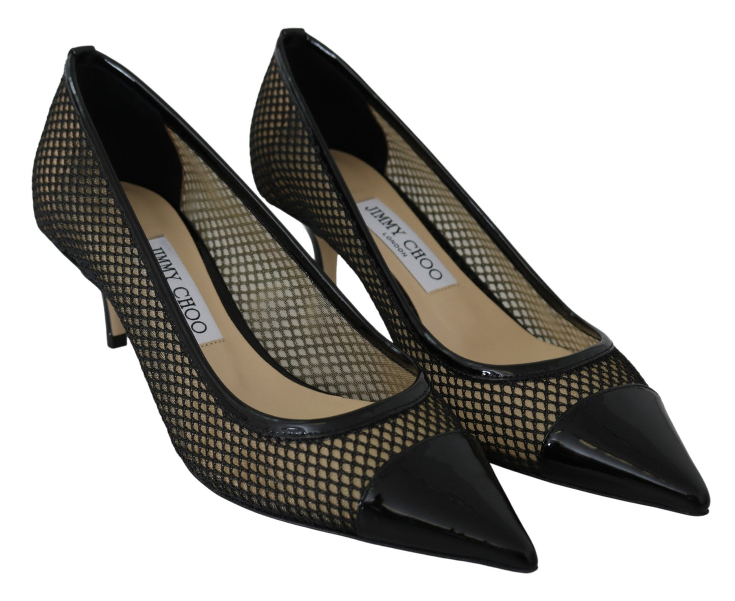 أحذية كعب عالٍ Jimmy Choo Chic المصنوعة من شبكة لامعة ذات مقدمة مدببة