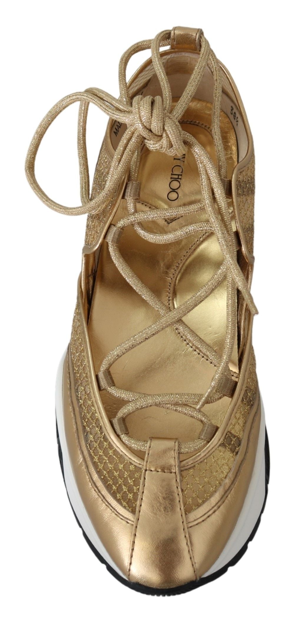 Jimmy Choo Golden Glamour Mesh-Leder-Sneakers