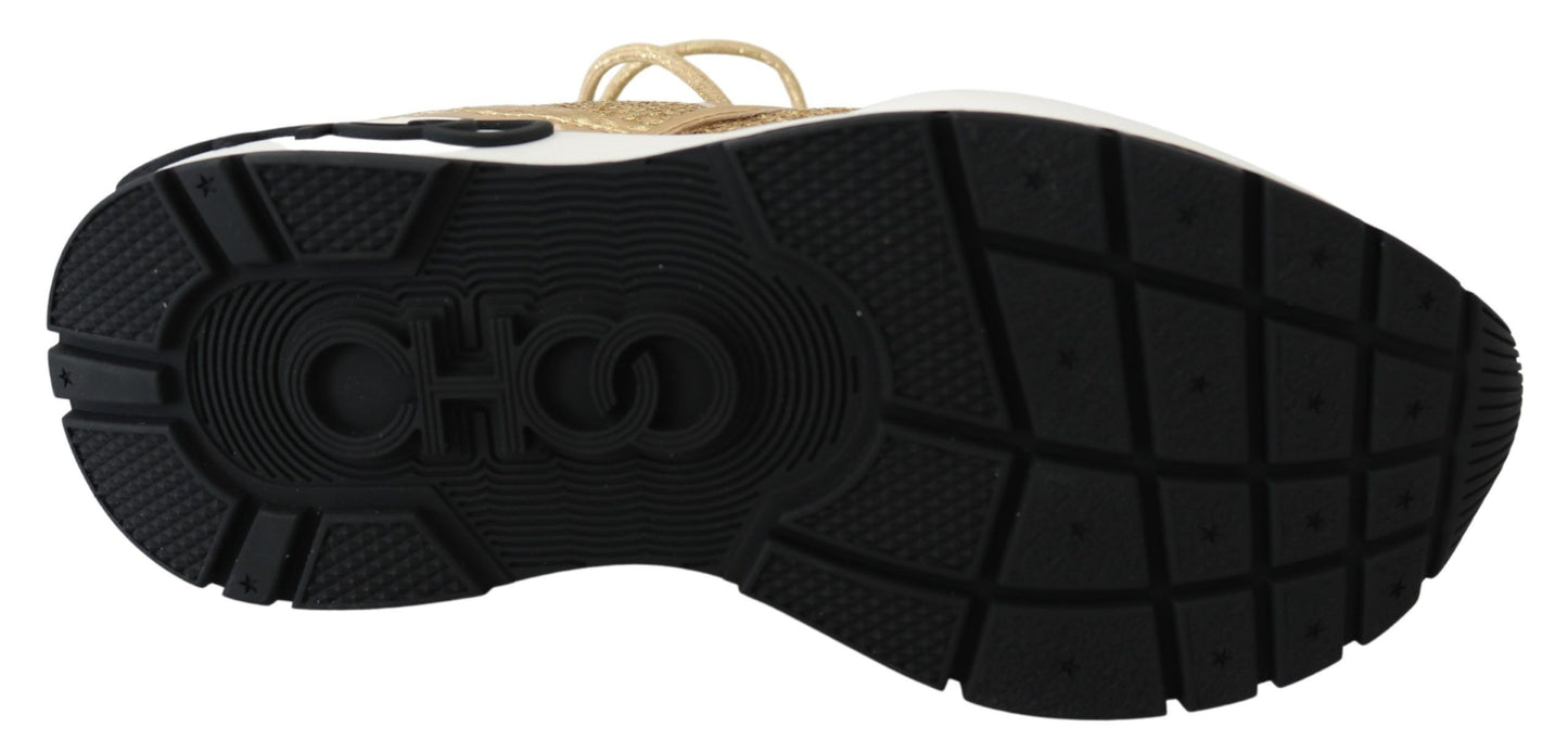 Jimmy Choo Golden Glamour Mesh-Leder-Sneakers